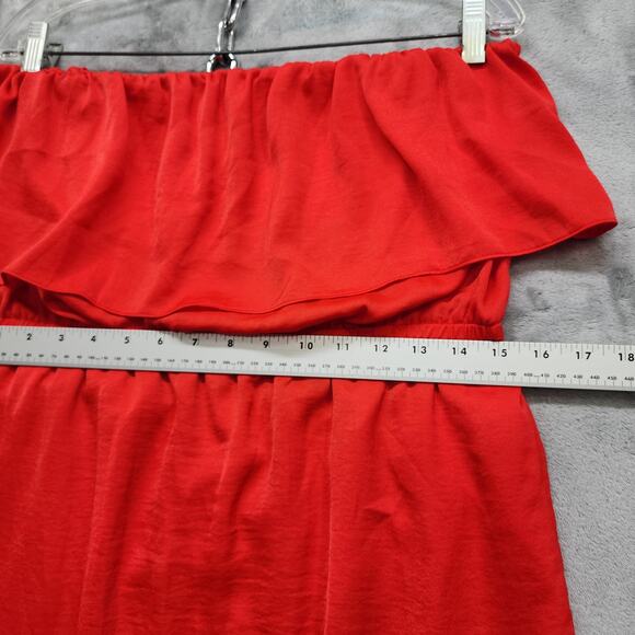 NEW BCBGMAXAZARIA Dress Womens M Red Berry Malia Strapless Ruffle Elastic Waist - Picture 10 of 12